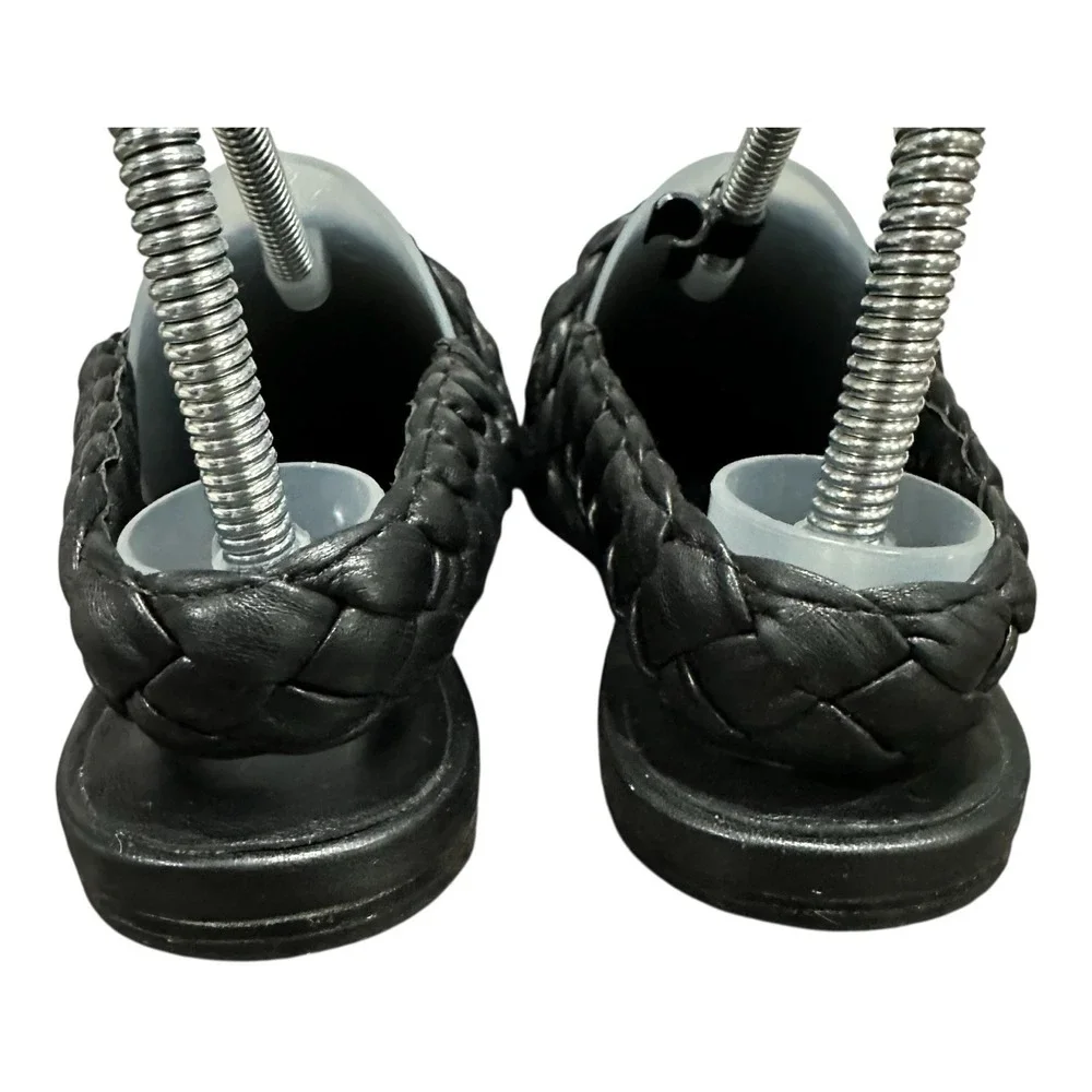 Vince Cadot Woven Slingback Women's 7M Black Leather‎ Casual Slip On Flats